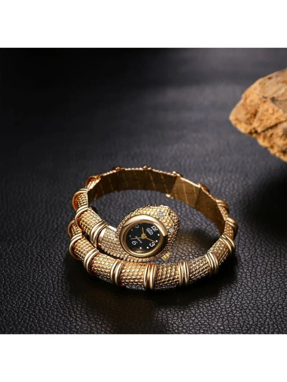 Women's Gold Armband Quartz Hip Hop Wrap Cuff Bracelet Snake Bangle Wrist Watch